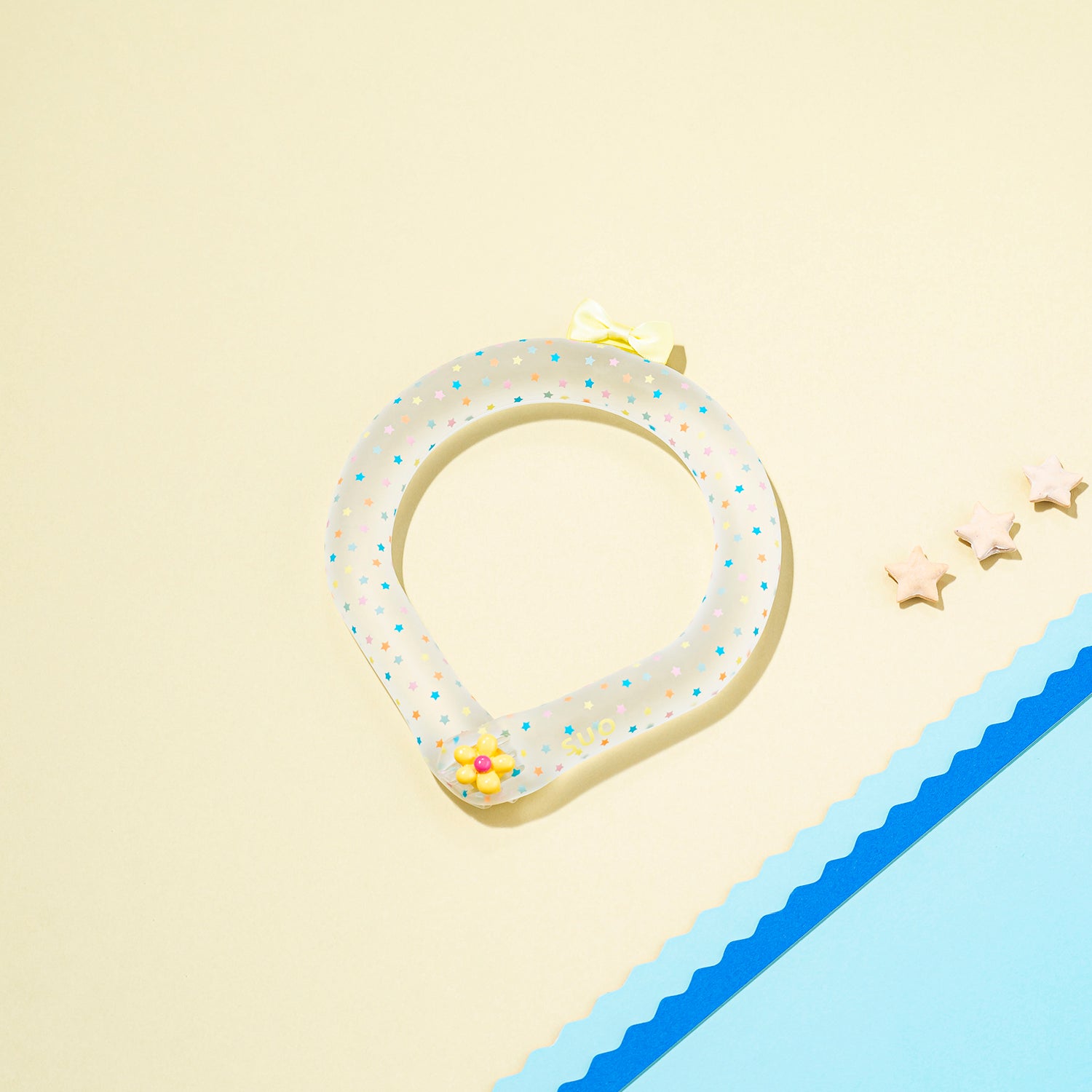 デコレ SUO RING for pets 18°ICE 星柄 ボタン付
