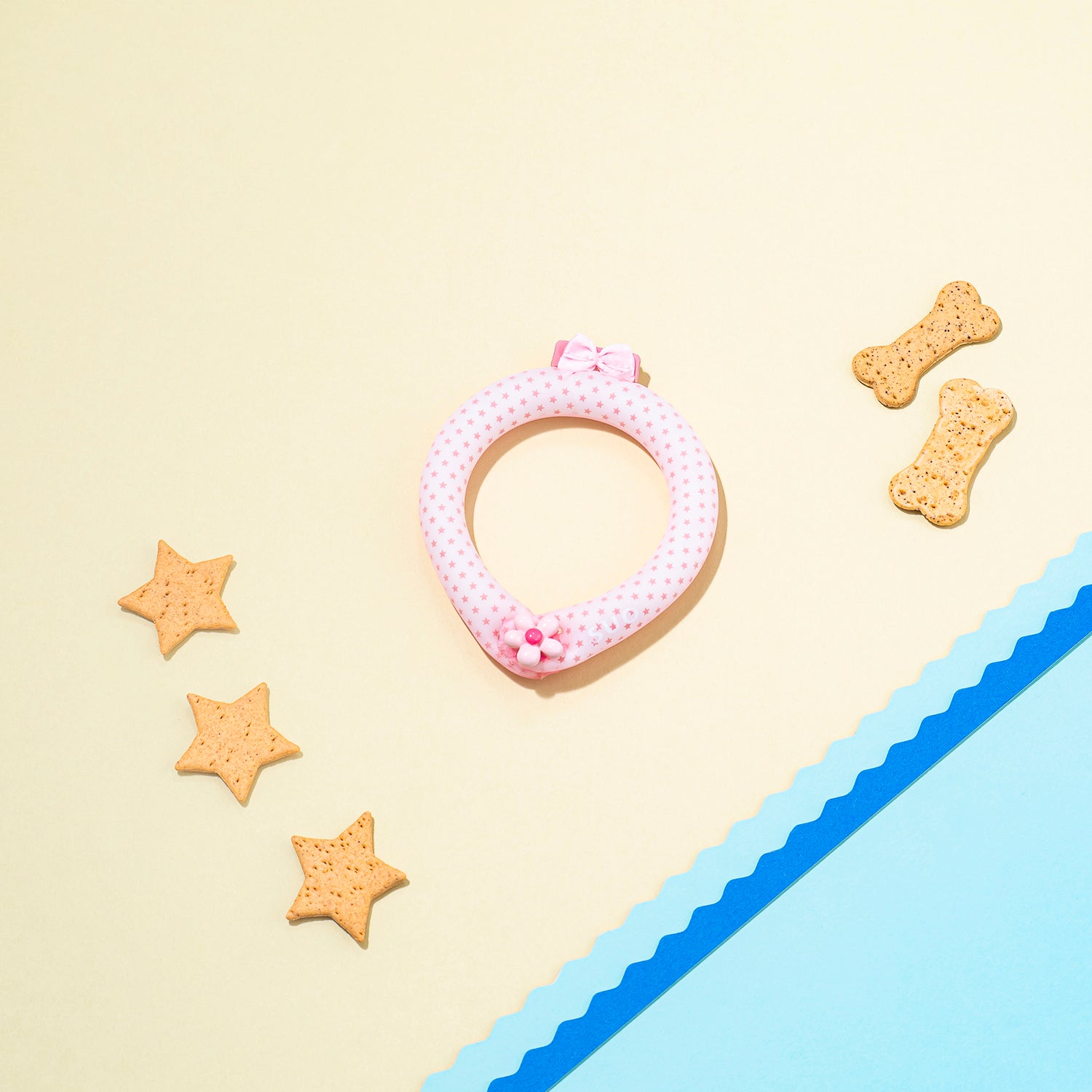 デコレ SUO RING for pets 18°ICE 星柄 ボタン付